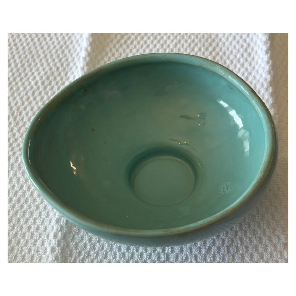 Vintage McCoy USA Turquoise Aqua Pottery Serving Bowl 6" Mid Century MCM